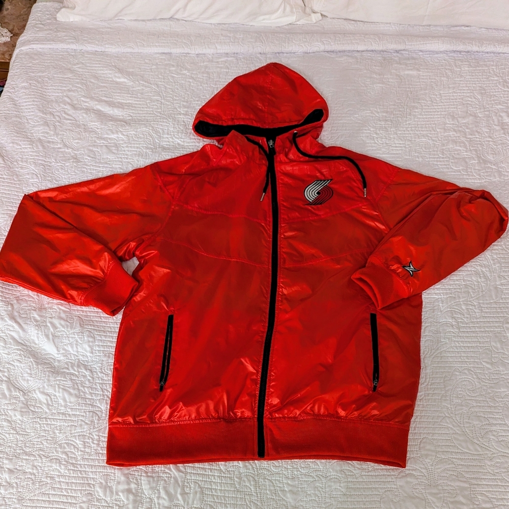 NBA Official Portland Trailblazers Windbreaker/Jacket red basketball Jacket Mens